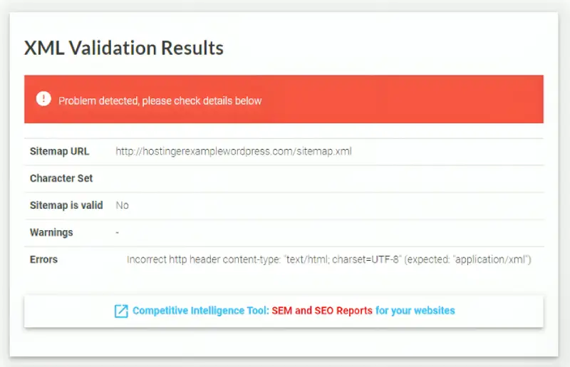 xml validation results